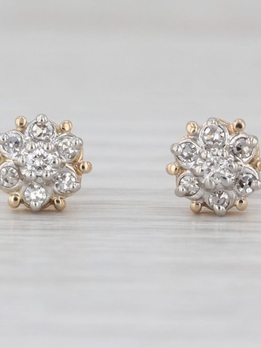 0.18ctw Diamond Flower Stud Earrings 14k Yellow Gold Floral Studs